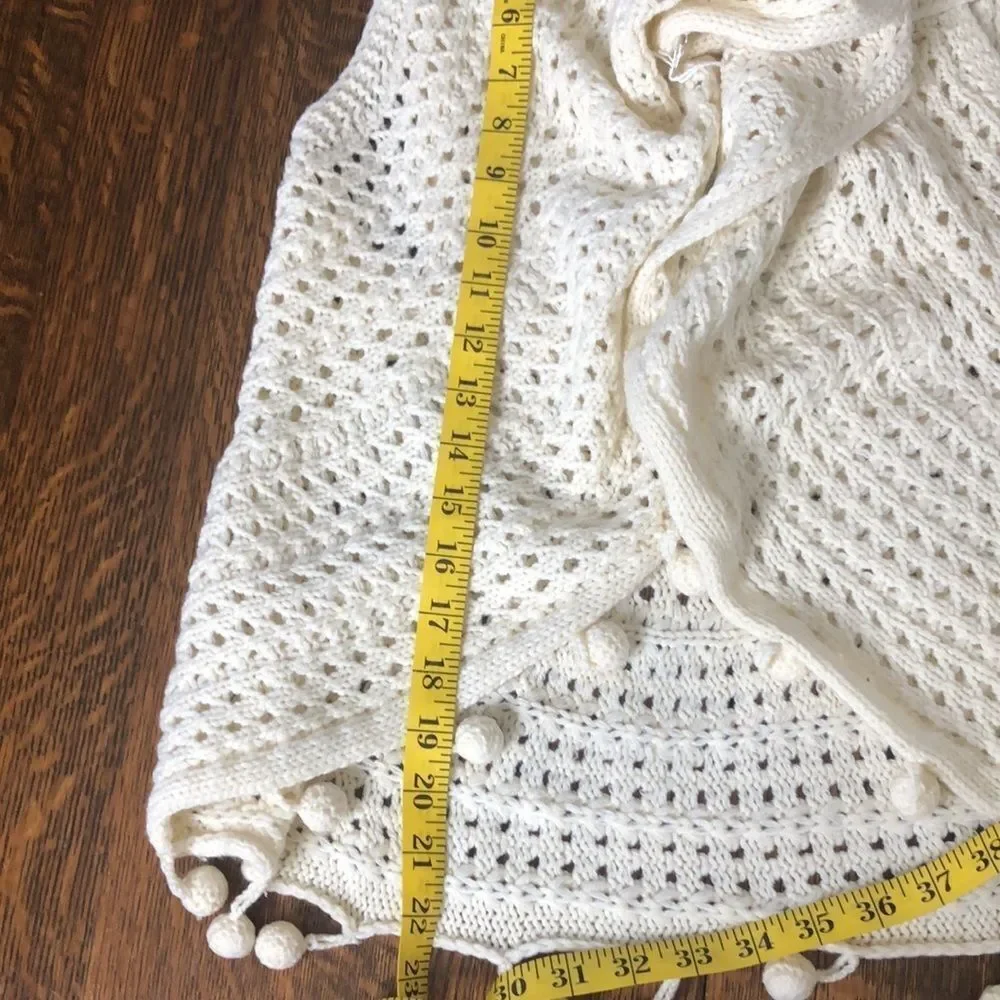 NEW Mud Pie Ivory Crochet Knit Wide Collar Sweater Vest Sz OS Cottagecore, Boho
